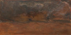 Unendlichkeit auf Danakil von Frédérique Domergue - Abstrakte Malerei auf Metall, braun