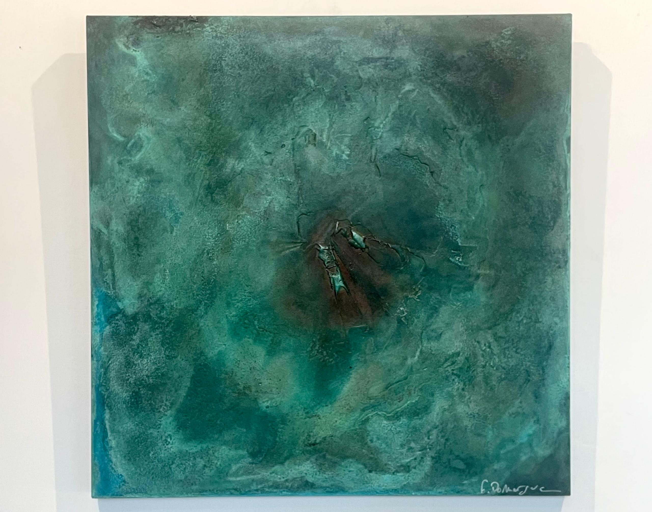 Reflejos de lava by Frédérique Domergue - Pintura abstracta contemporánea, mar en venta 2