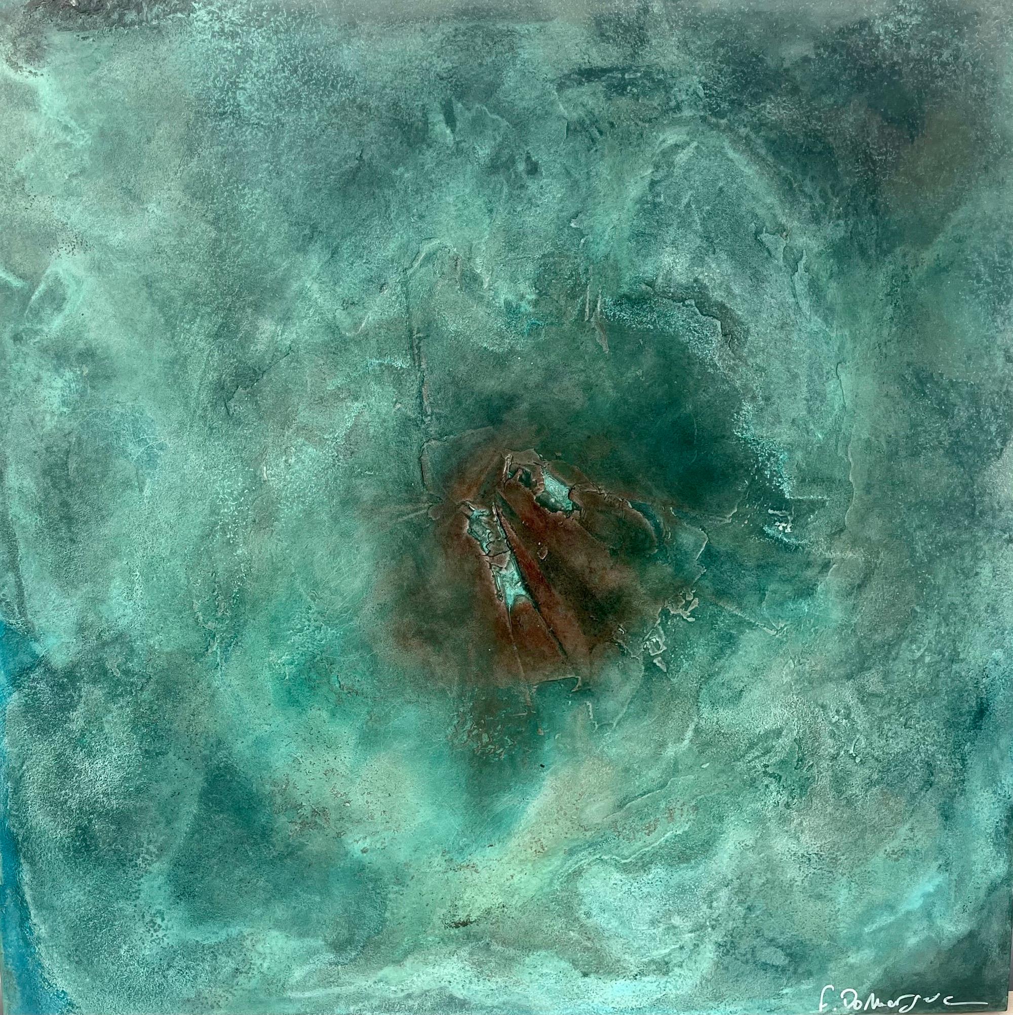 Reflejos de lava by Frédérique Domergue - Pintura abstracta contemporánea, mar