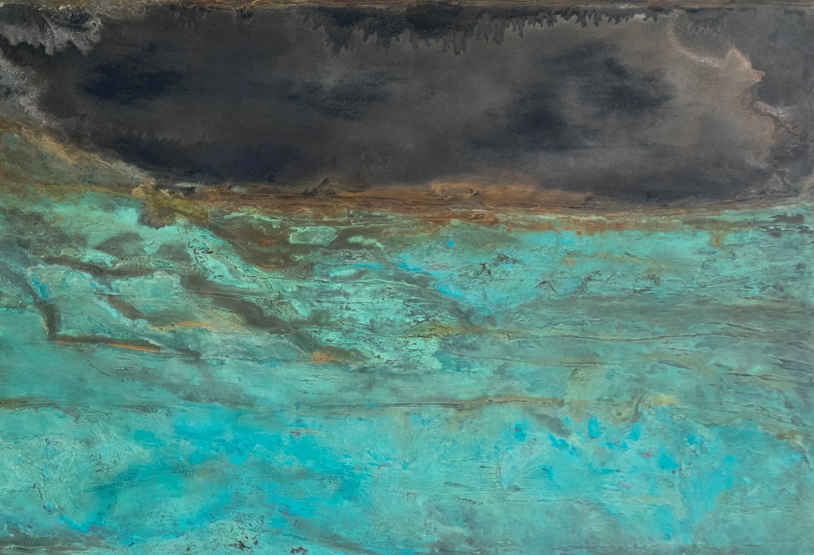 L’Océan créateur II by Frédérique Domergue - Large abstract painting on metal For Sale 9