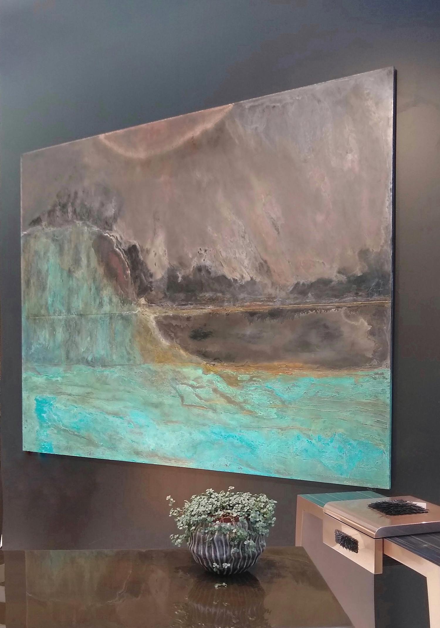L’Océan créateur II by Frédérique Domergue - Large abstract painting on metal For Sale 1