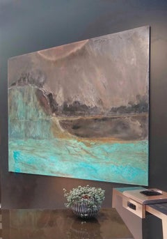 L'Océan créateur II von Frédérique Domergue - Große abstrakte Malerei auf Metall