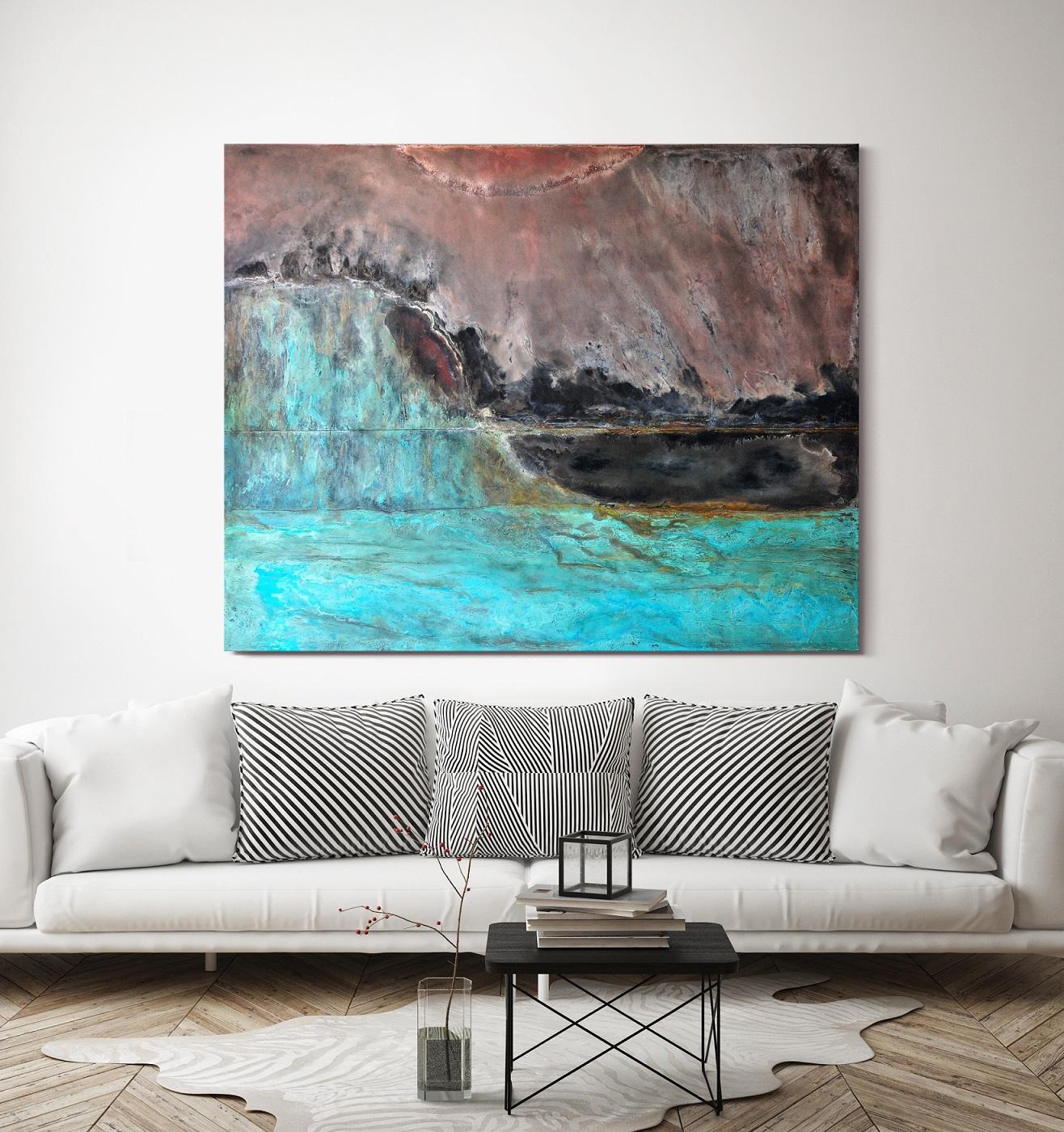 L’Océan créateur II by Frédérique Domergue - Large abstract painting on metal For Sale 2