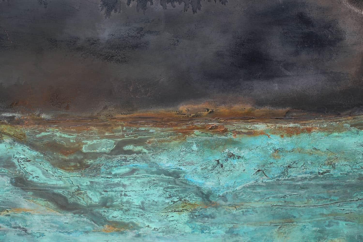 L’Océan créateur II by Frédérique Domergue - Large abstract painting on metal For Sale 3