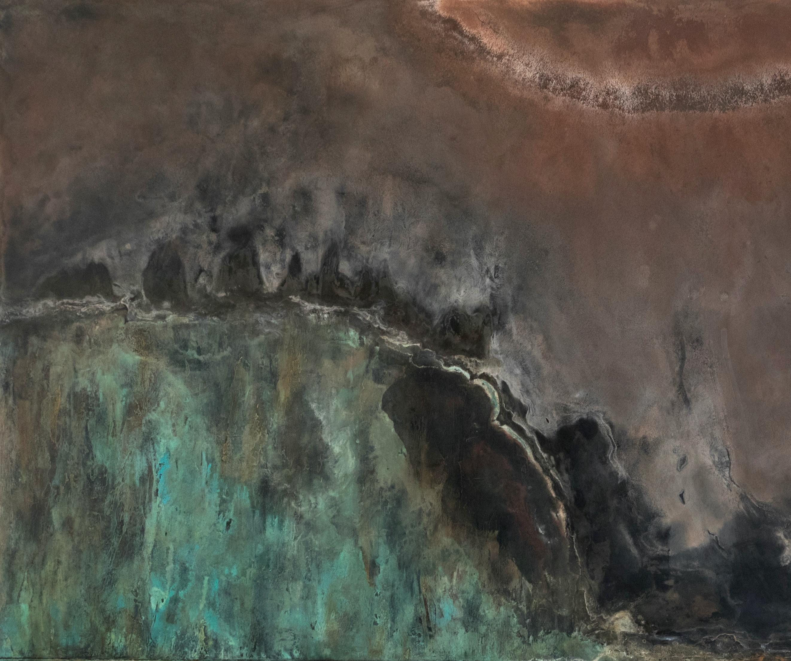 L’Océan créateur II by Frédérique Domergue - Large abstract painting on metal For Sale 6