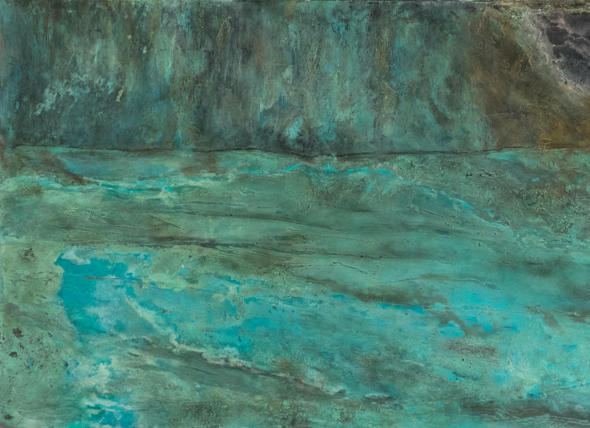 L’Océan créateur II by Frédérique Domergue - Large abstract painting on metal For Sale 8