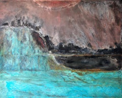 L'Océan créateur II di Frédérique Domergue - Grande dipinto astratto su metallo