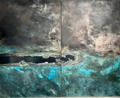 Palace of the Wave II by Frédérique Domergue - Large abstract painting on metal