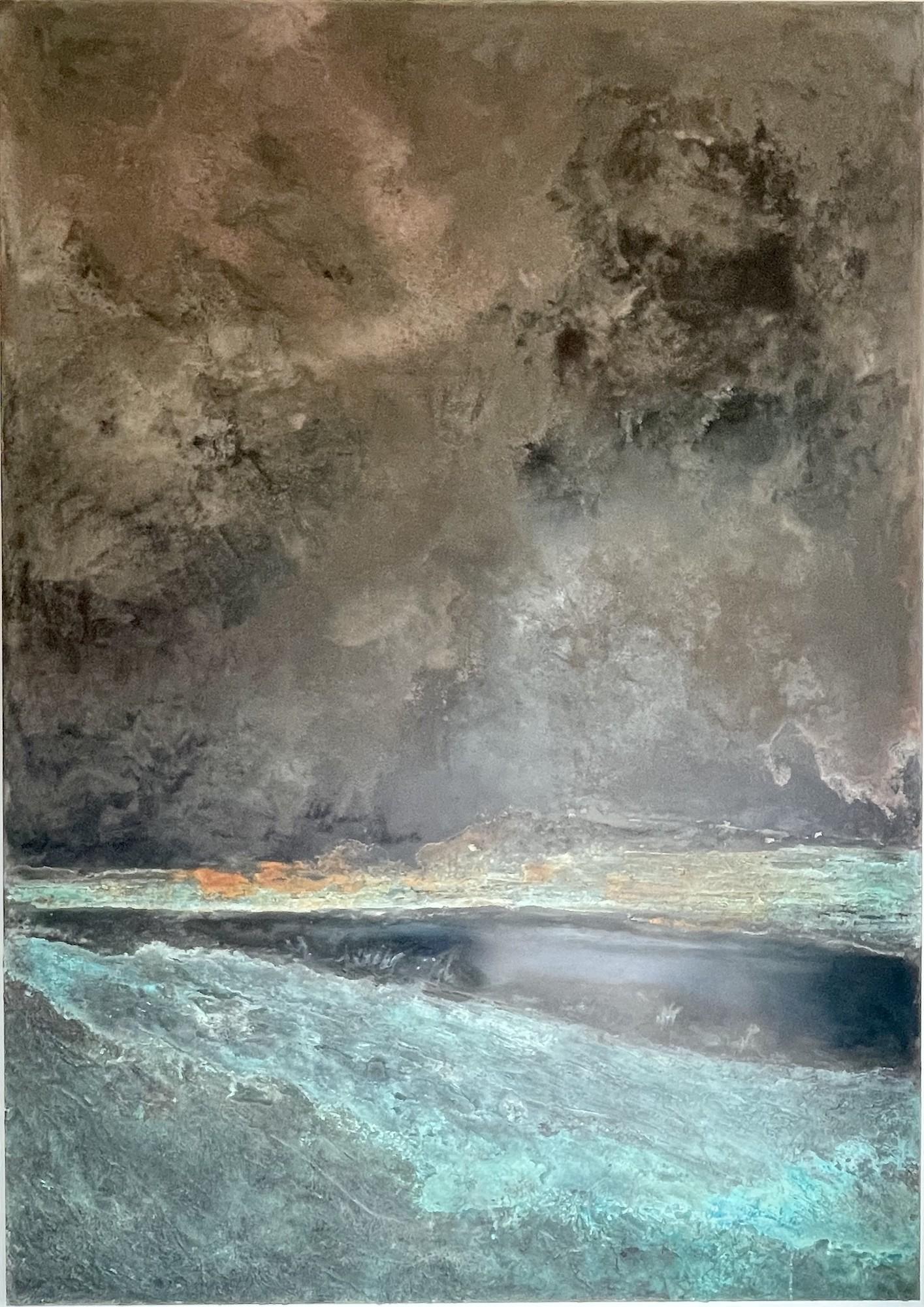 Silent Shores by Frédérique Domergue - Pintura abstracta contemporánea, mar, cielo