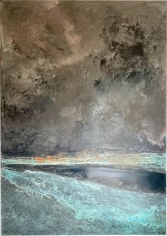 Silent Shores by Frédérique Domergue - Pintura abstracta contemporánea, mar, cielo