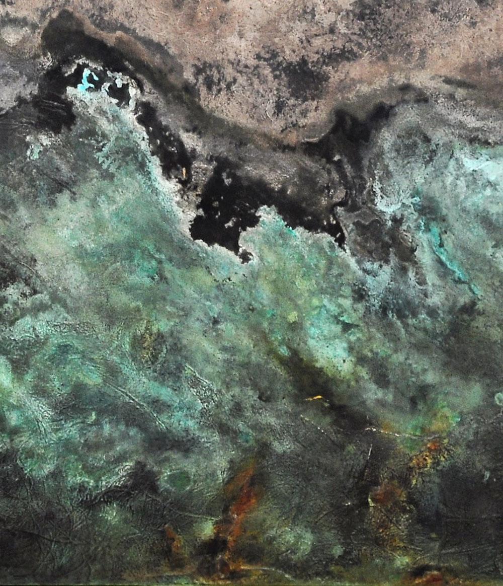 Sublimation by Frédérique Domergue - Abstract painting on metal, sea, wave For Sale 3