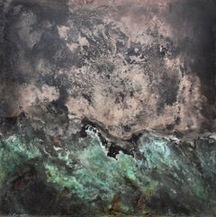 Sublimation by Frédérique Domergue - Abstract painting on metal, sea, wave