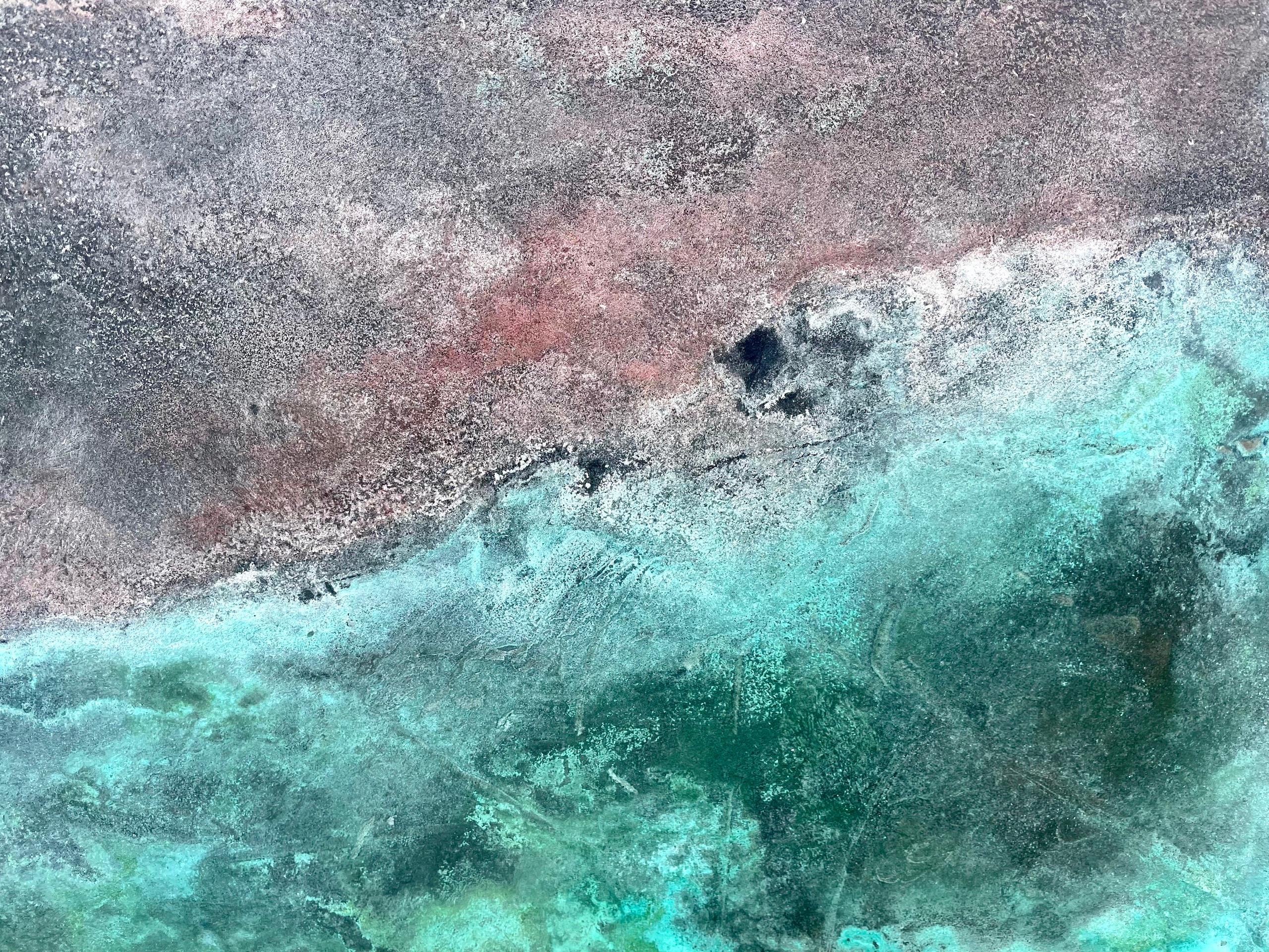The Earth is round par Frédérique Domergue - Peinture abstraite sur métal, paysage marin en vente 2