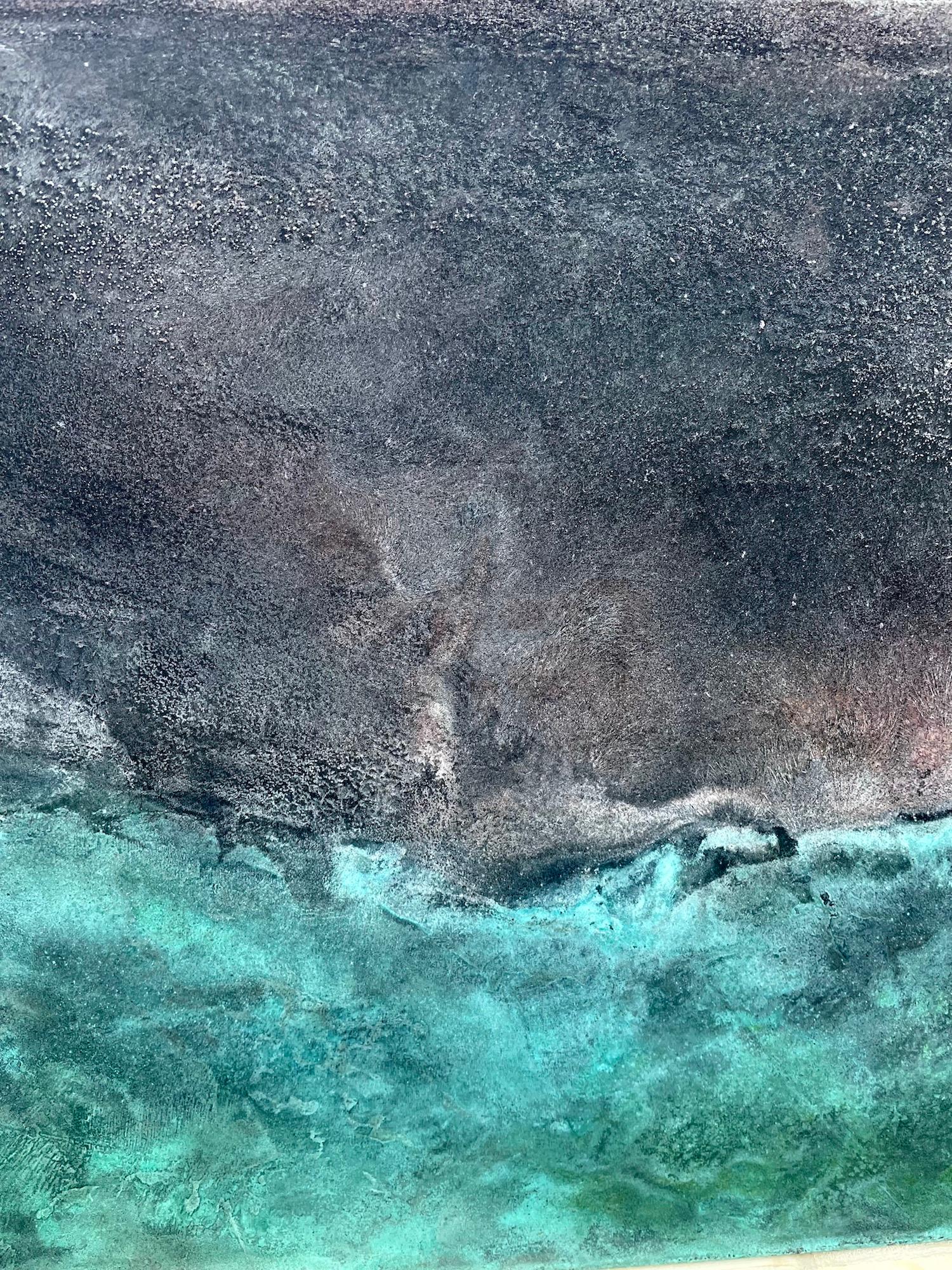 The Earth is round par Frédérique Domergue - Peinture abstraite sur métal, paysage marin en vente 4