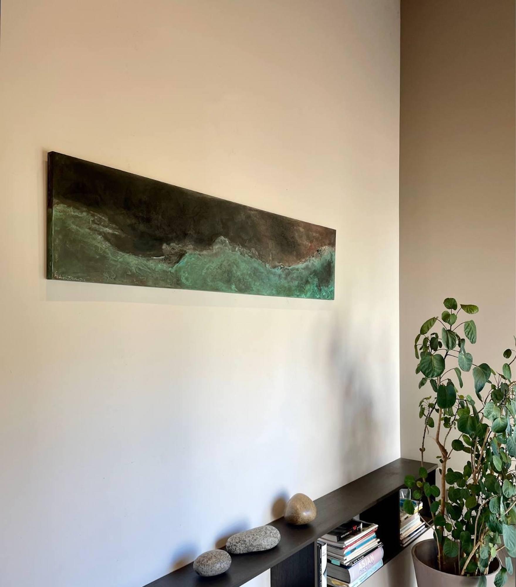 The Earth is round par Frédérique Domergue - Peinture abstraite sur métal, paysage marin en vente 5