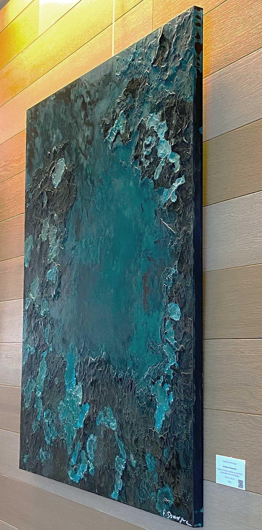 The Emerald Archipelago by Frédérique Domergue - Contemporary abstract painting For Sale 2