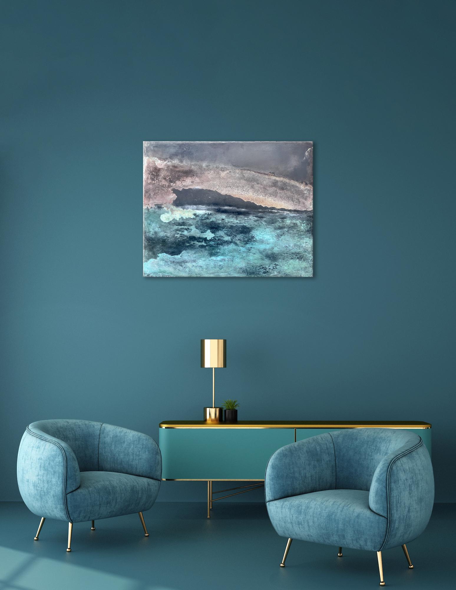 L'ombra del cielo II di Frédérique Domergue - Pittura astratta su metallo in vendita 1