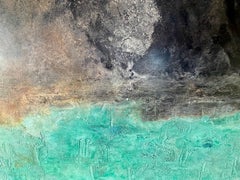 The Tide of the Setting Sun by Frédérique Domergue, Abstract Painting on Metal