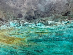 Threshold II de Frédérique Domergue, peinture abstraite sur métal, 78.7 × 39.4 in