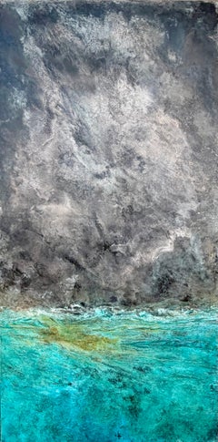 Threshold II de Frédérique Domergue, peinture abstraite sur métal, 78.7 × 39.4 in