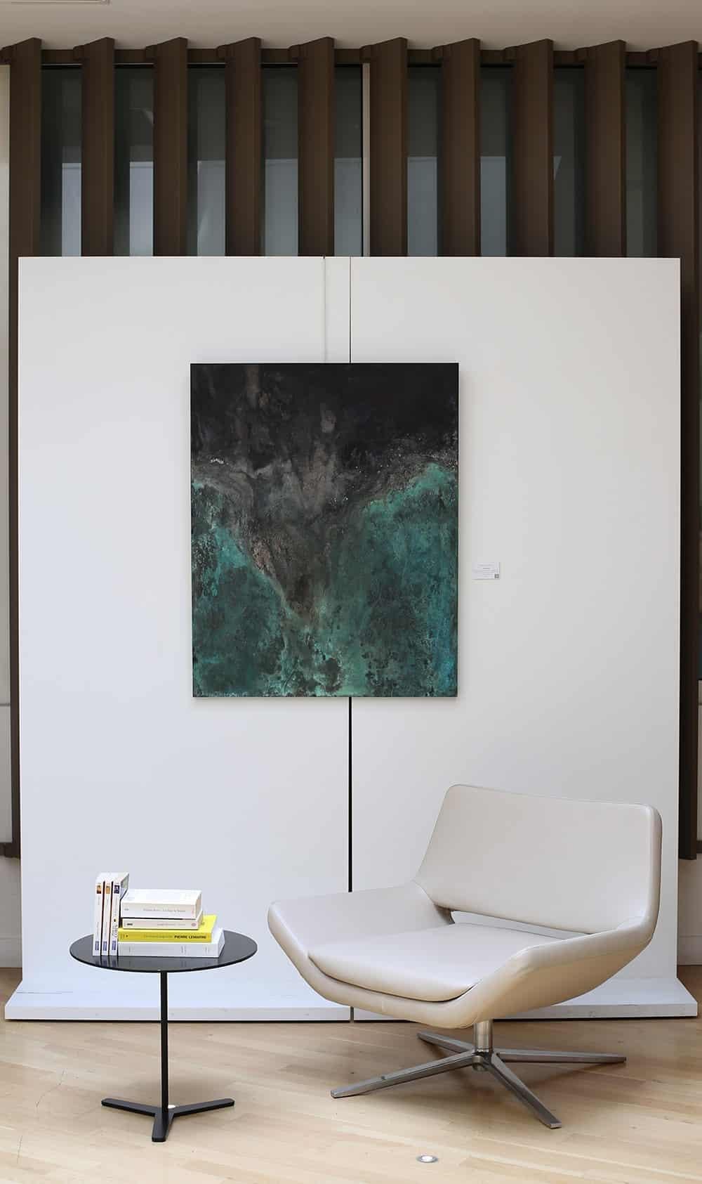Turbulences de Frédérique Domergue - Peinture abstraite contemporaine, mer, ciel en vente 1