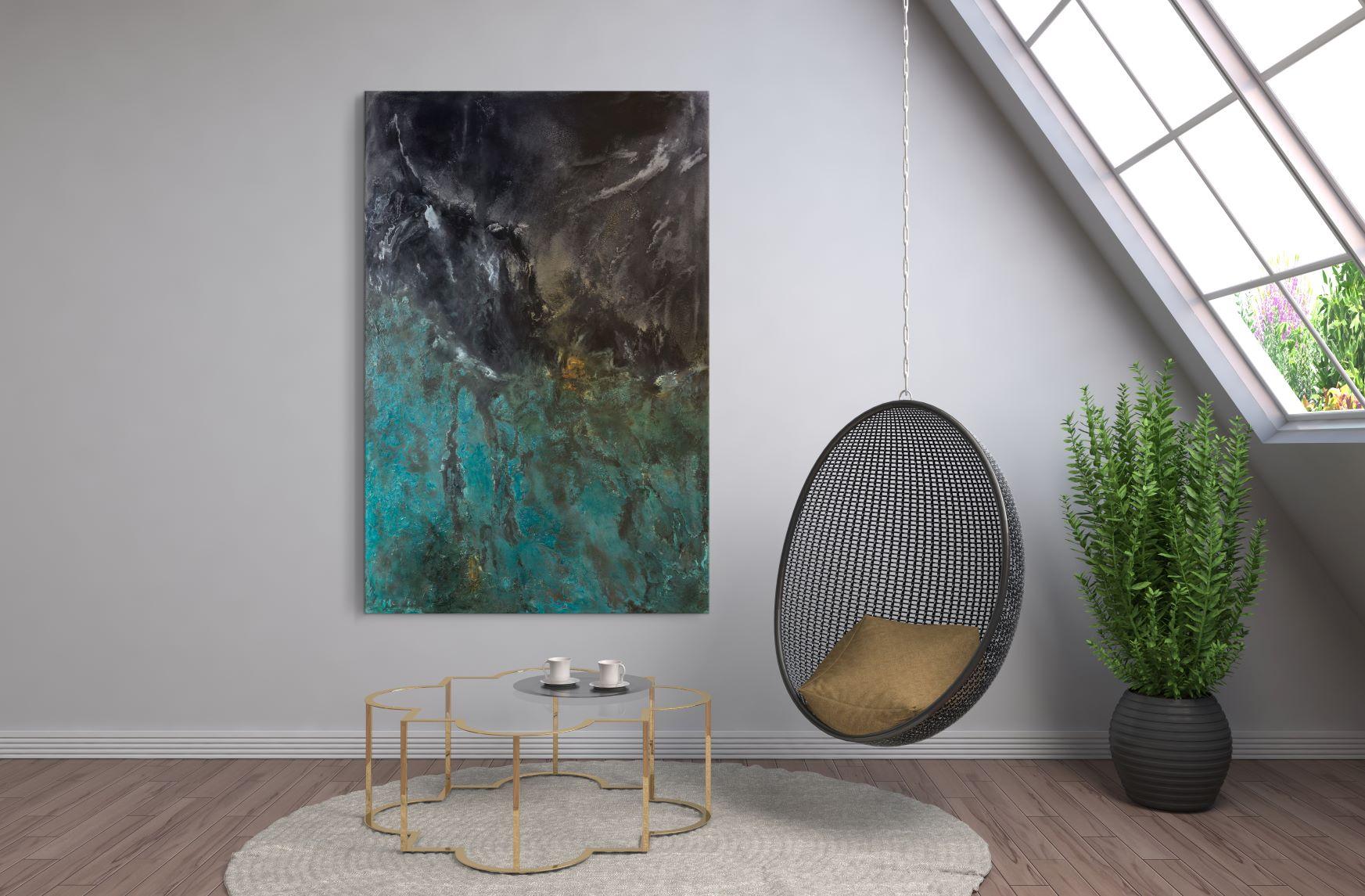 Untitled CIX by Frédérique Domergue - Large abstract painting on metal leaves For Sale 1