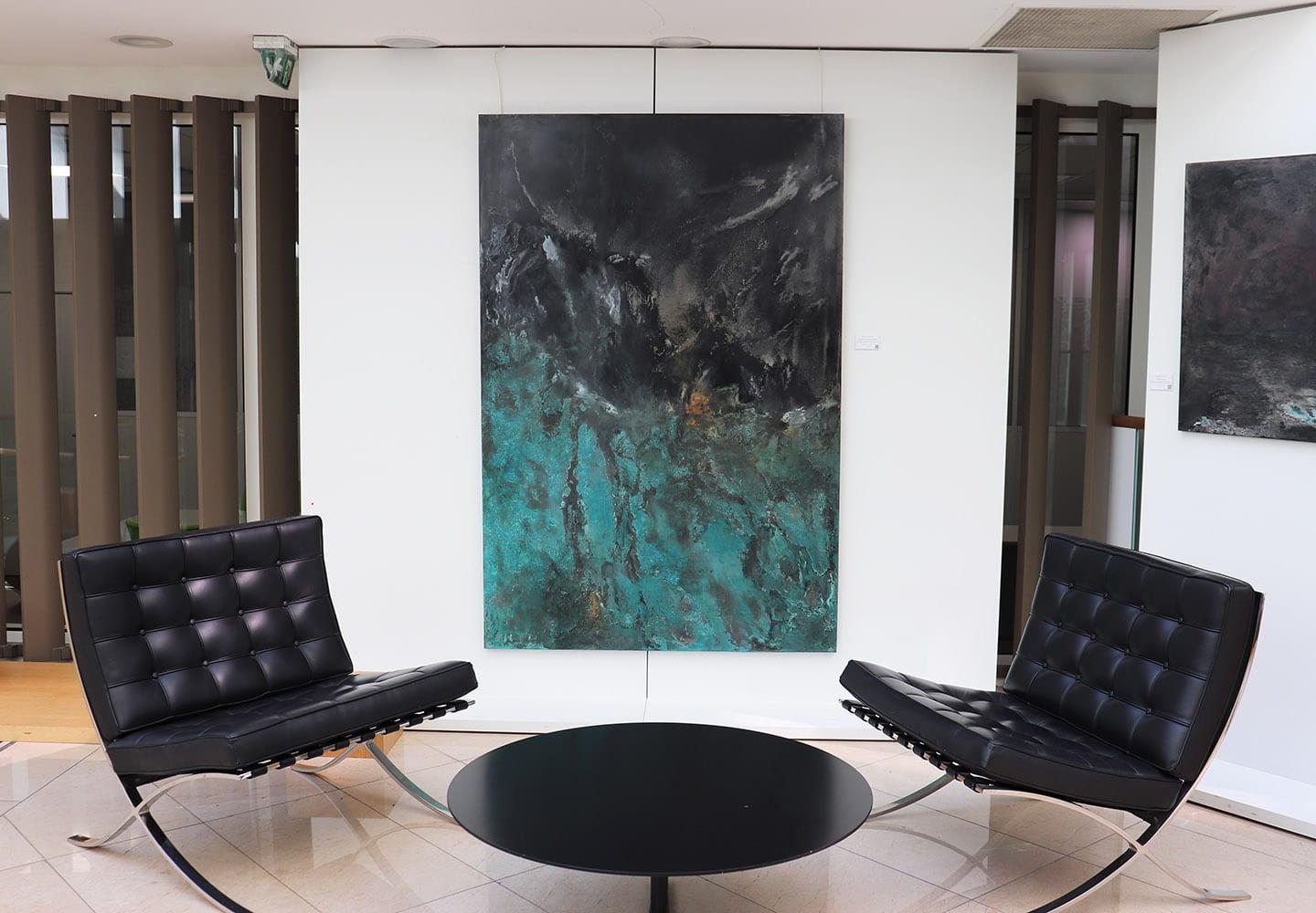 Untitled CIX by Frédérique Domergue - Large abstract painting on metal leaves For Sale 2