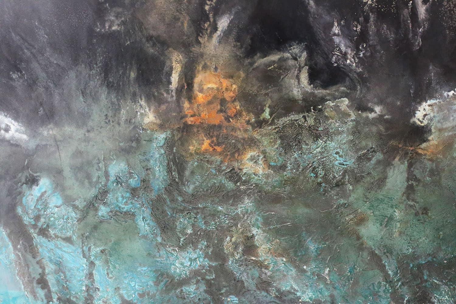 Untitled CIX di Frédérique Domergue - Grande dipinto astratto su foglie di metallo in vendita 4