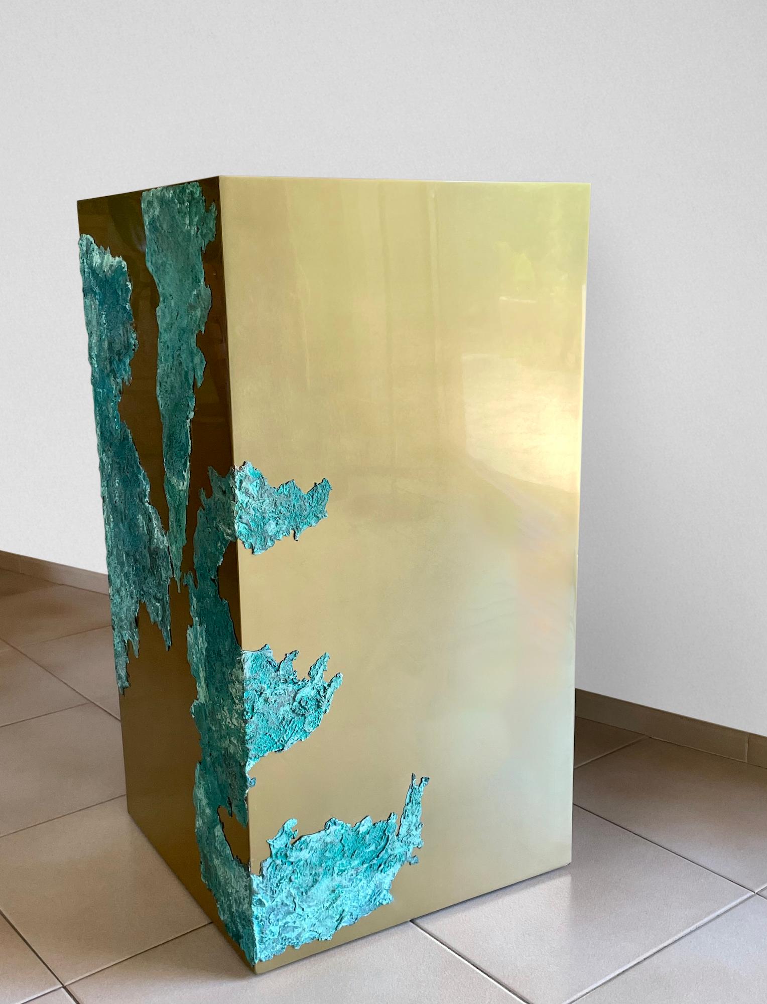 Tótem Pangea de Frédérique Domergue - Escultura abstracta de metal, bronce, dorado en venta 4