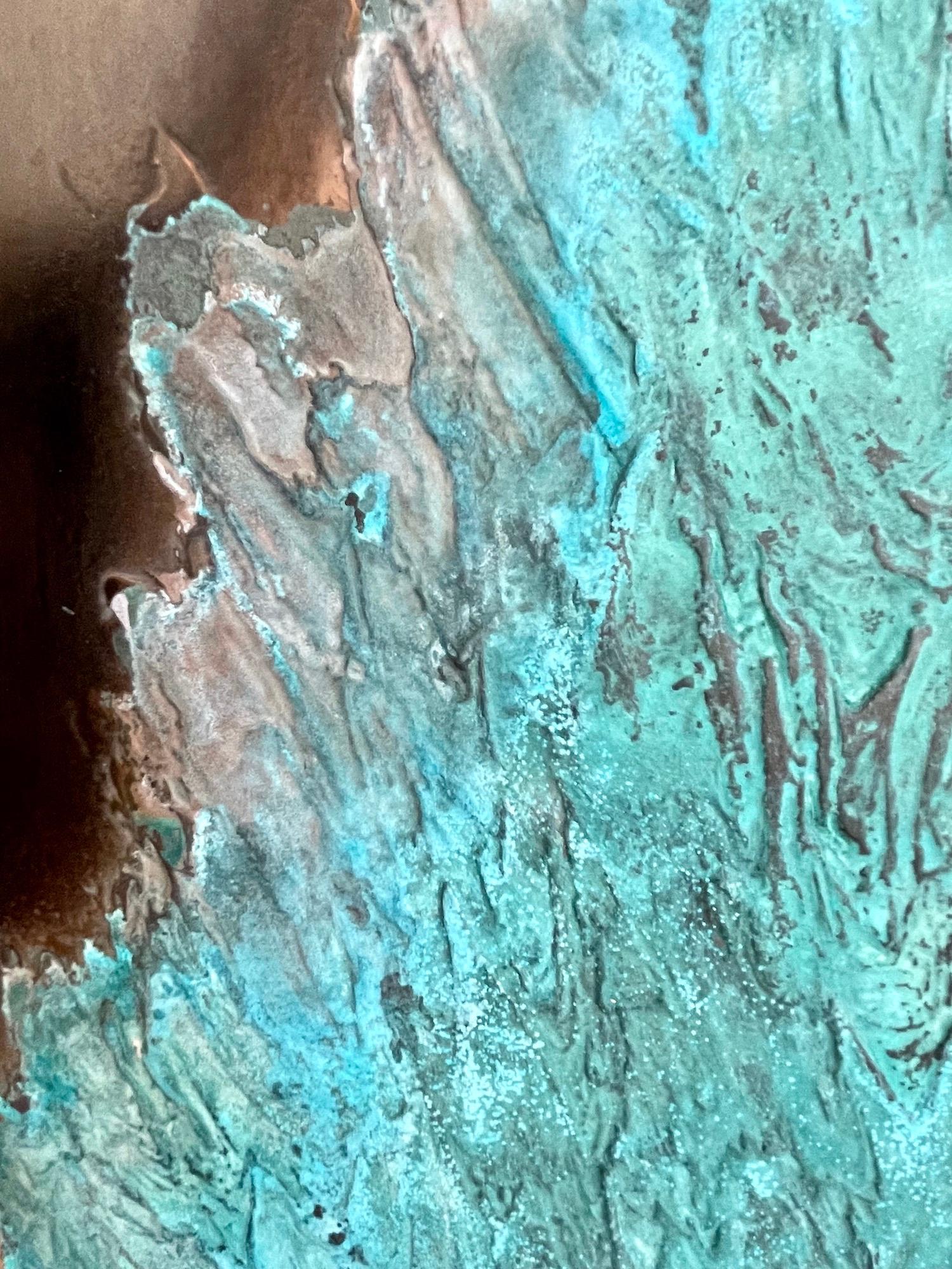 Totem (large) by Frédérique Domergue - Abstract metal sculpture, bronze, blue For Sale 4