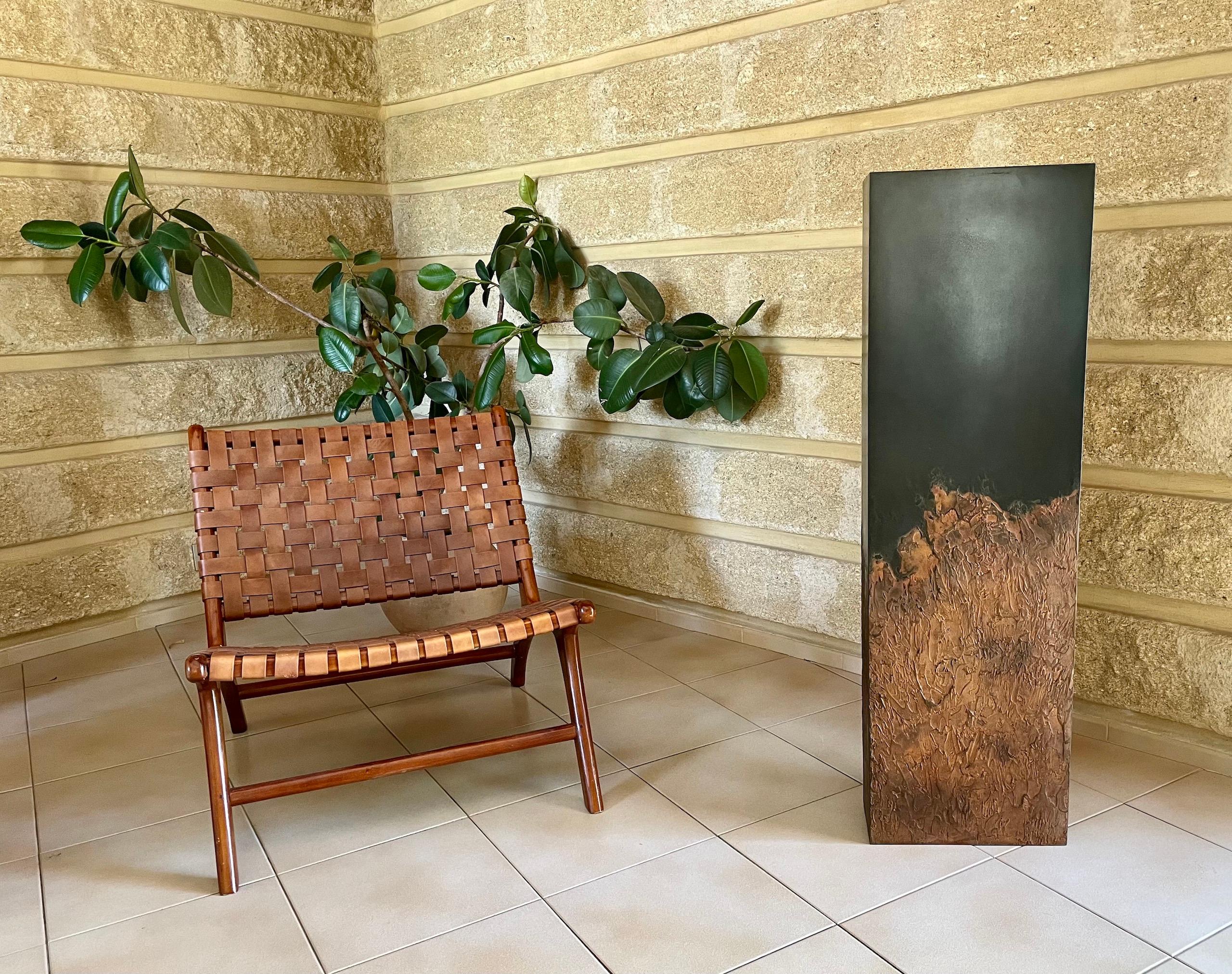 Totem (medium) di Frédérique Domergue - Scultura astratta in metallo, acciaio, arancione in vendita 4