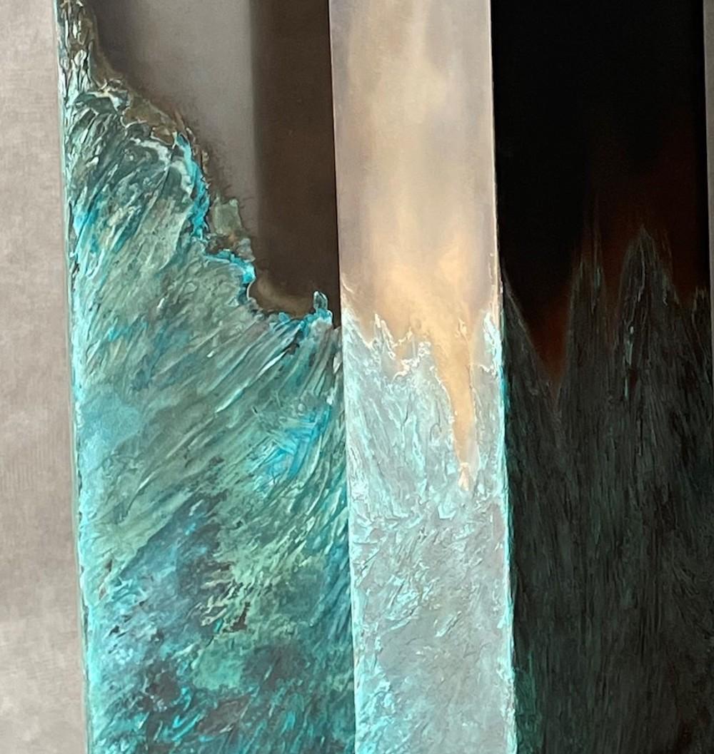 Totems de Frédérique Domergue - Ensemble de sculptures abstraites en métal, acier, bronze en vente 5