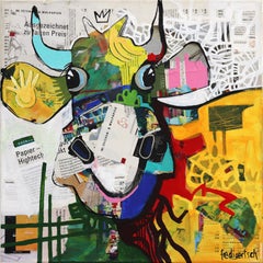 Cutie Callie - Original Colorful Pop Art Happy Cow Painting