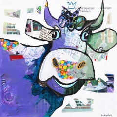 Jolly Julie - Purple Pop Art Cow Original Artwork on Canvas
