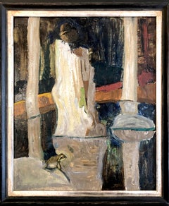 Fredlin Tor Otto Sweden Oil Painting Animals Frog and Bird Forest Pond