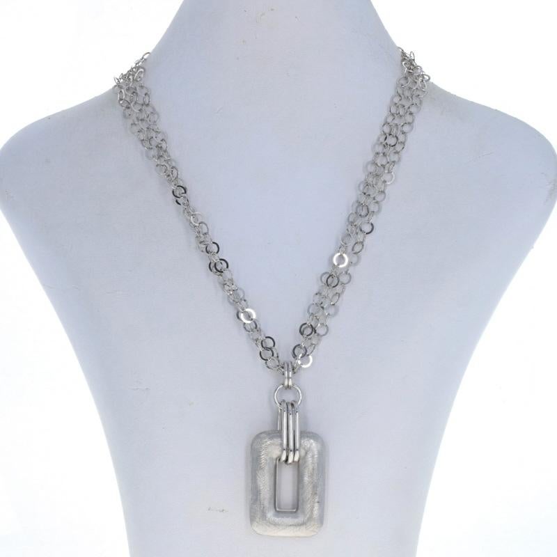 Brand: Fredric Duclos

Metal Content: Sterling Silver

Chain Style: Multi-Strand Flat Rolo
Fastening Type: Lobster Claw Clasp
Theme: Geometric 
Features: Smooth & Brushed Finishes

Pendant Measurements
Tall (from extended bail): 2 19/32