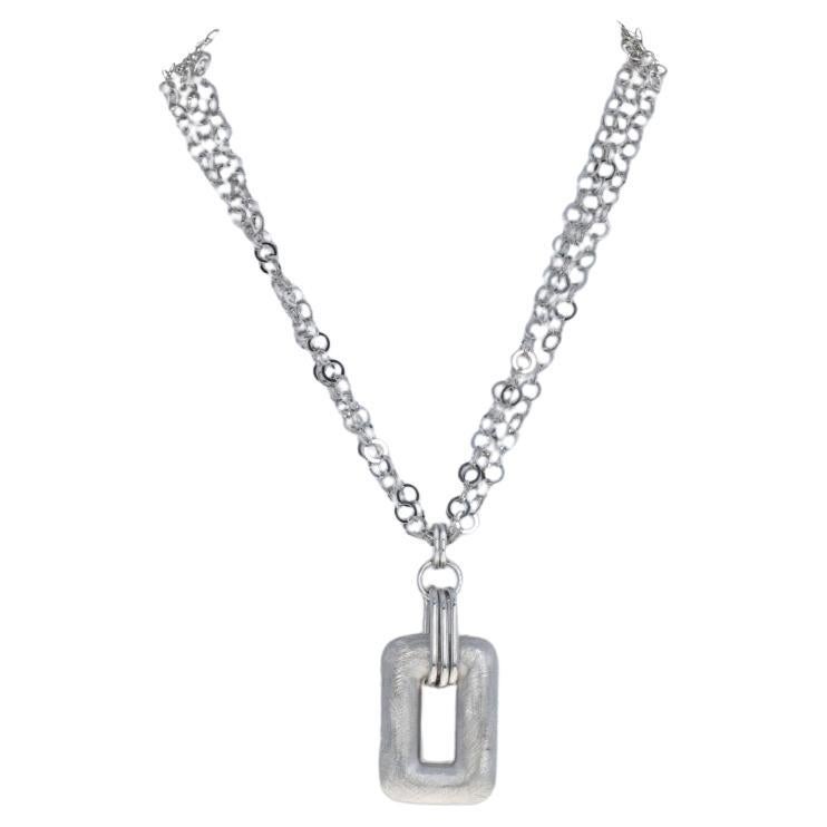 Fredric Duclos Pendant Necklace - Sterling Silver 925 Geometric Adjustable For Sale