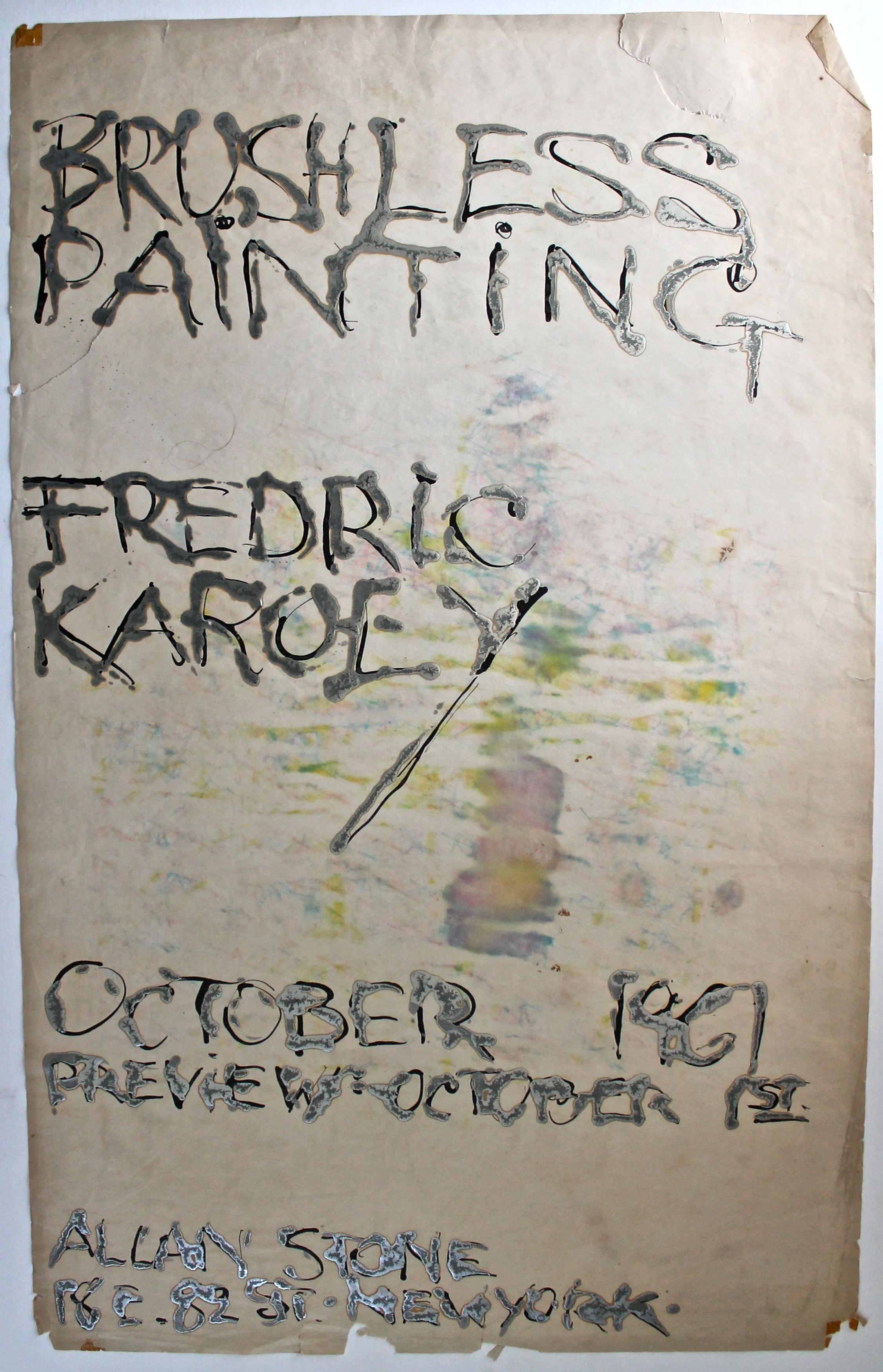 Originalzeichnung mit silberner Ölfarbe und schwarzer Tusche für eine Ausstellung von Fredric Karoly 