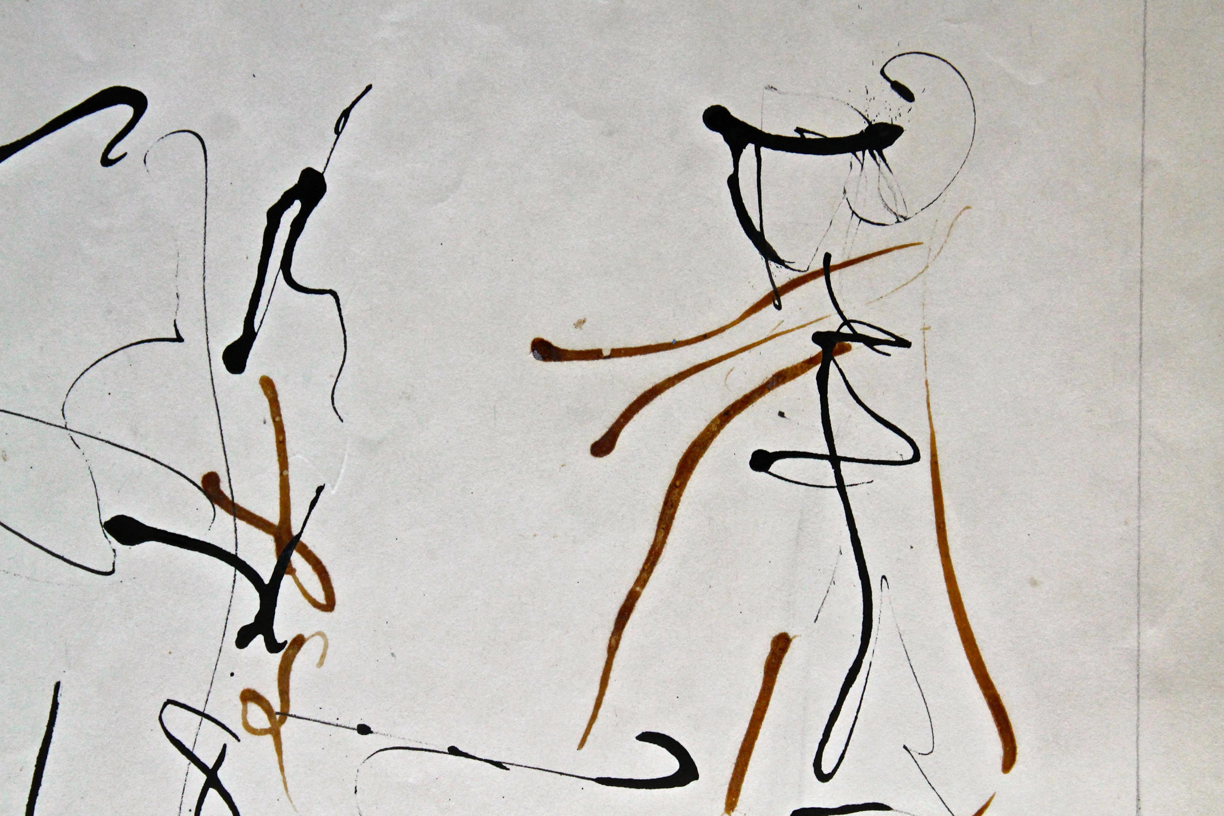American Fredric Karoly Abstract Expressionist Ink/Paper 1960 For Sale