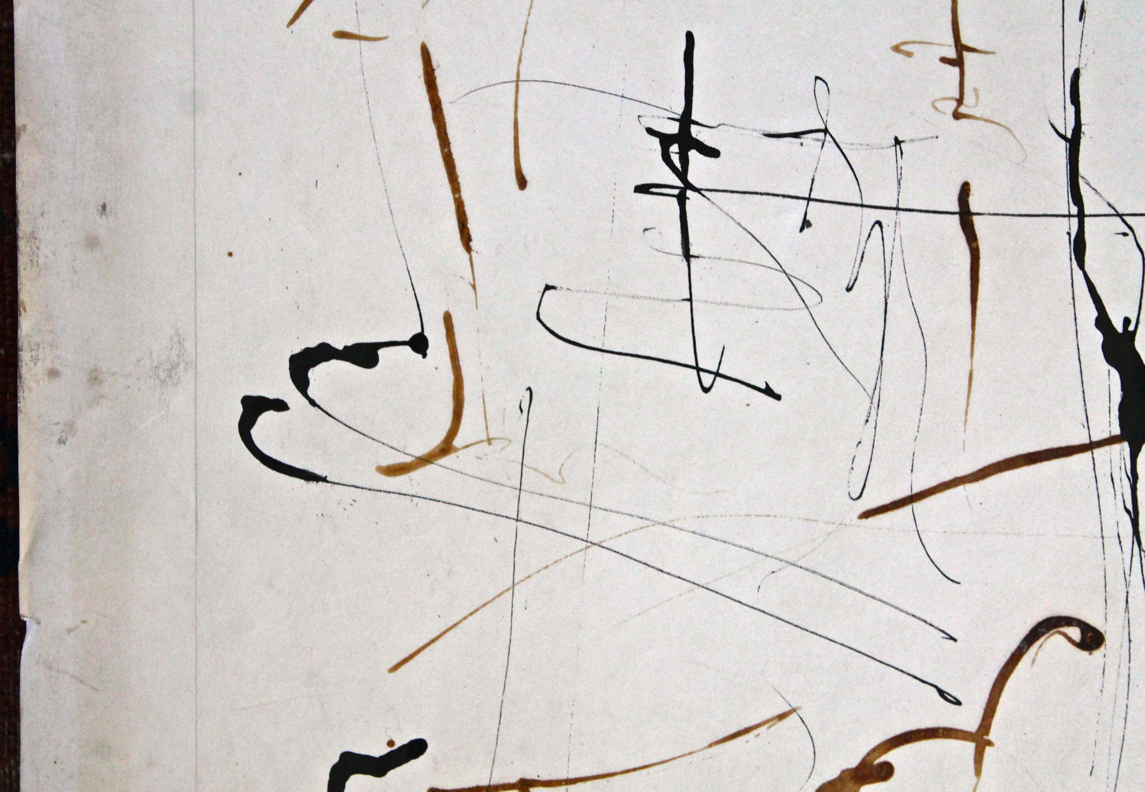 Mid-20th Century Fredric Karoly Abstract Expressionist Ink/Paper 1960 For Sale