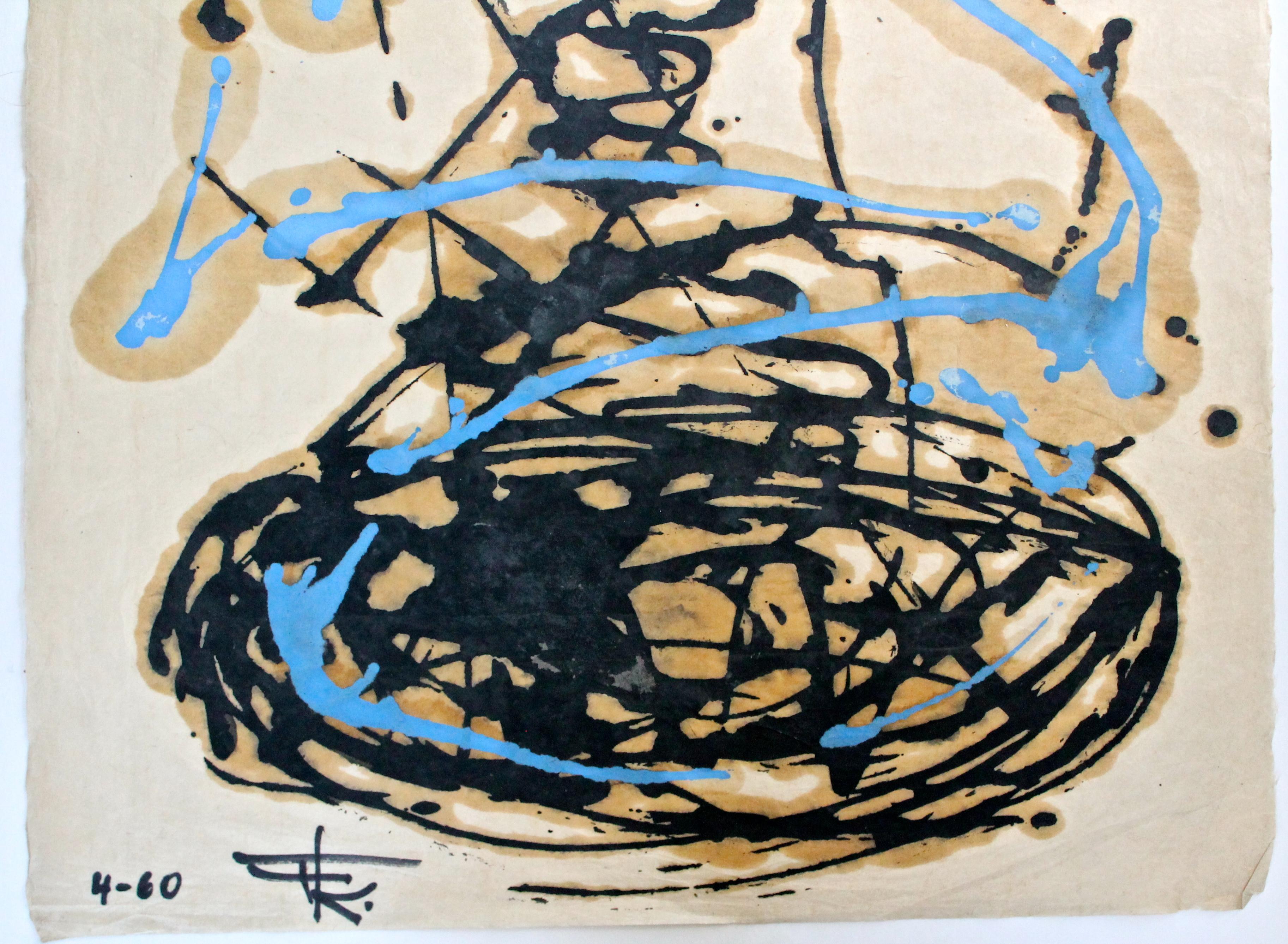 Fredric Karoly Abstrakter Expressionist Öl/Papier:: 1960 (amerikanisch) im Angebot