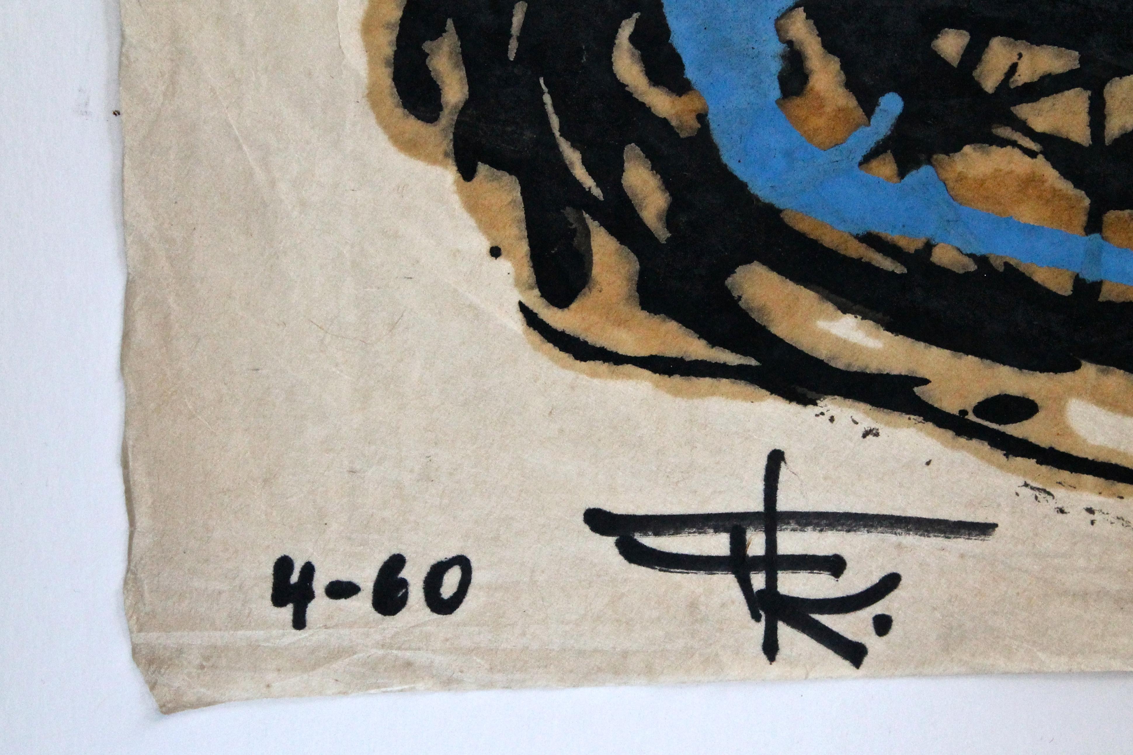 Fredric Karoly Abstrakter Expressionist Öl/Papier:: 1960 (Handbemalt) im Angebot