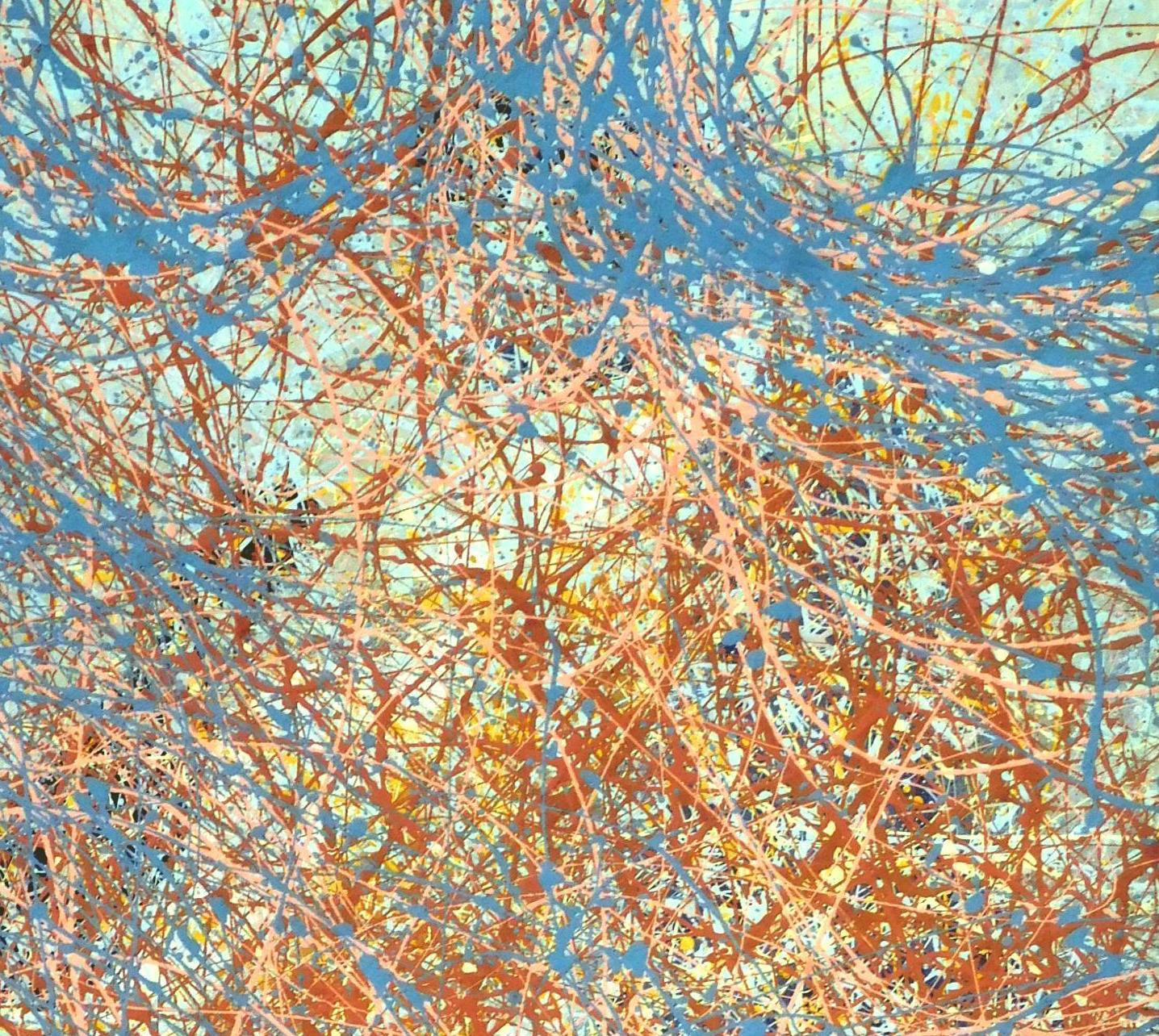 Fred Karoly (1897-1987) Oil on Canvas created 1963. In excellent condition. 
A very attractive abstract subject and typical for the artist. 
Signed and dated 1963 on the verso. Framed simply in a modern black wood frame.
Measures 28