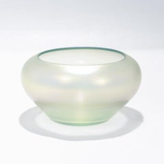 Fredrick Carder Era Steuben Aqua Marine Iridescent Verre de Soie Glass Bowl Vase
