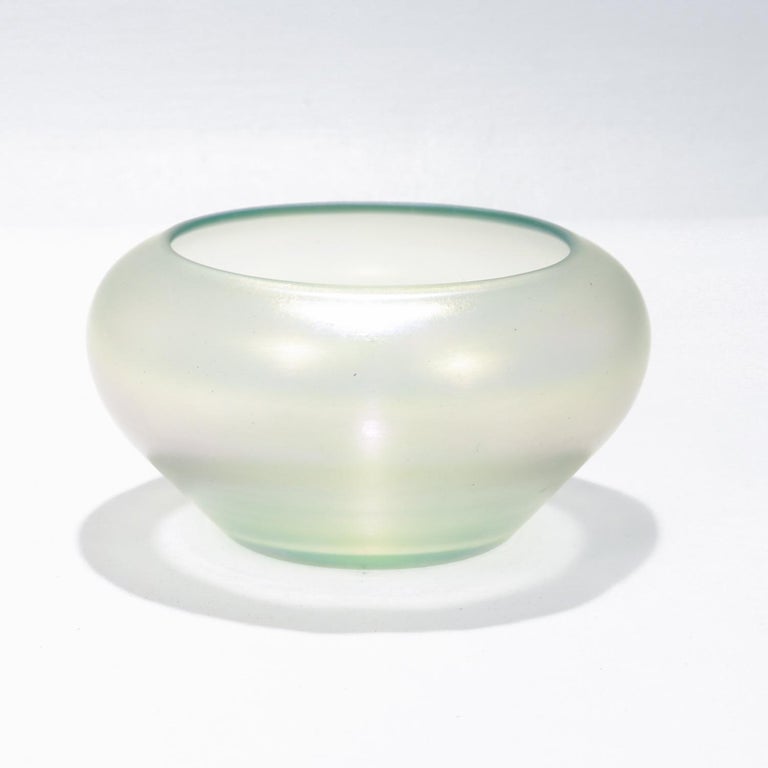 Steuben Glass Vase with Scrolled Circular Base Designed by George Thomas Steuben Glass Vase with Scrolled Circular Base Designed by George Thomas