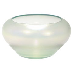 Antique Fredrick Carder Era Steuben Aqua Marine Iridescent Verre de Soie Glass Bowl Vase