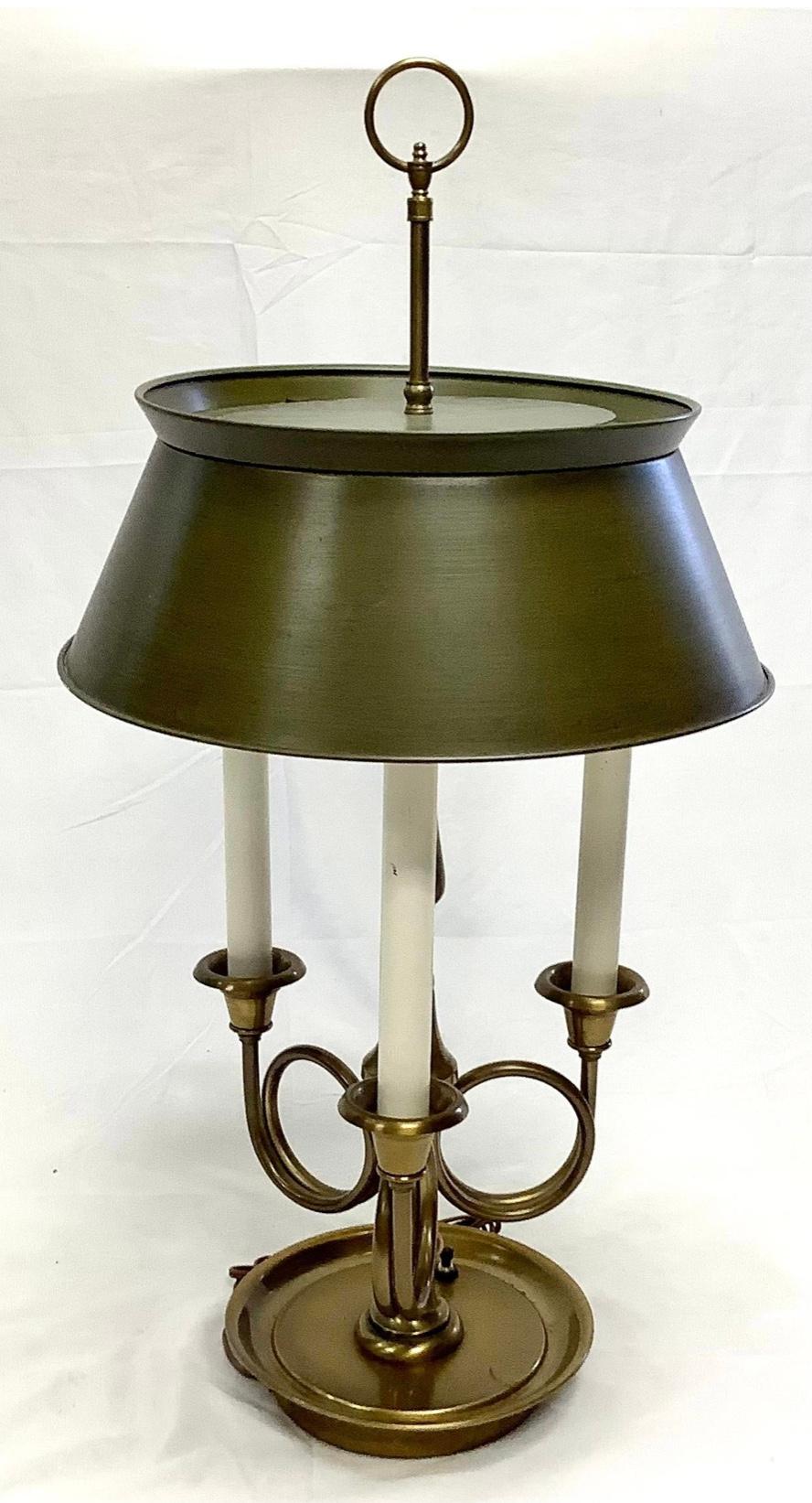 Fredrick Cooper French Style Brass Bouillotte Lamp with Tole Shade 3