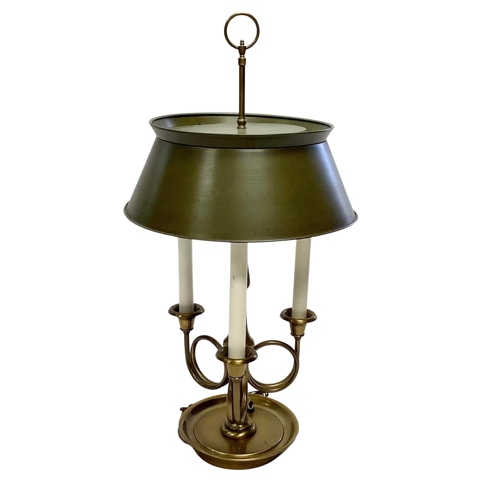 Fredrick Cooper French Style Brass Bouillotte Lamp with Tole Shade