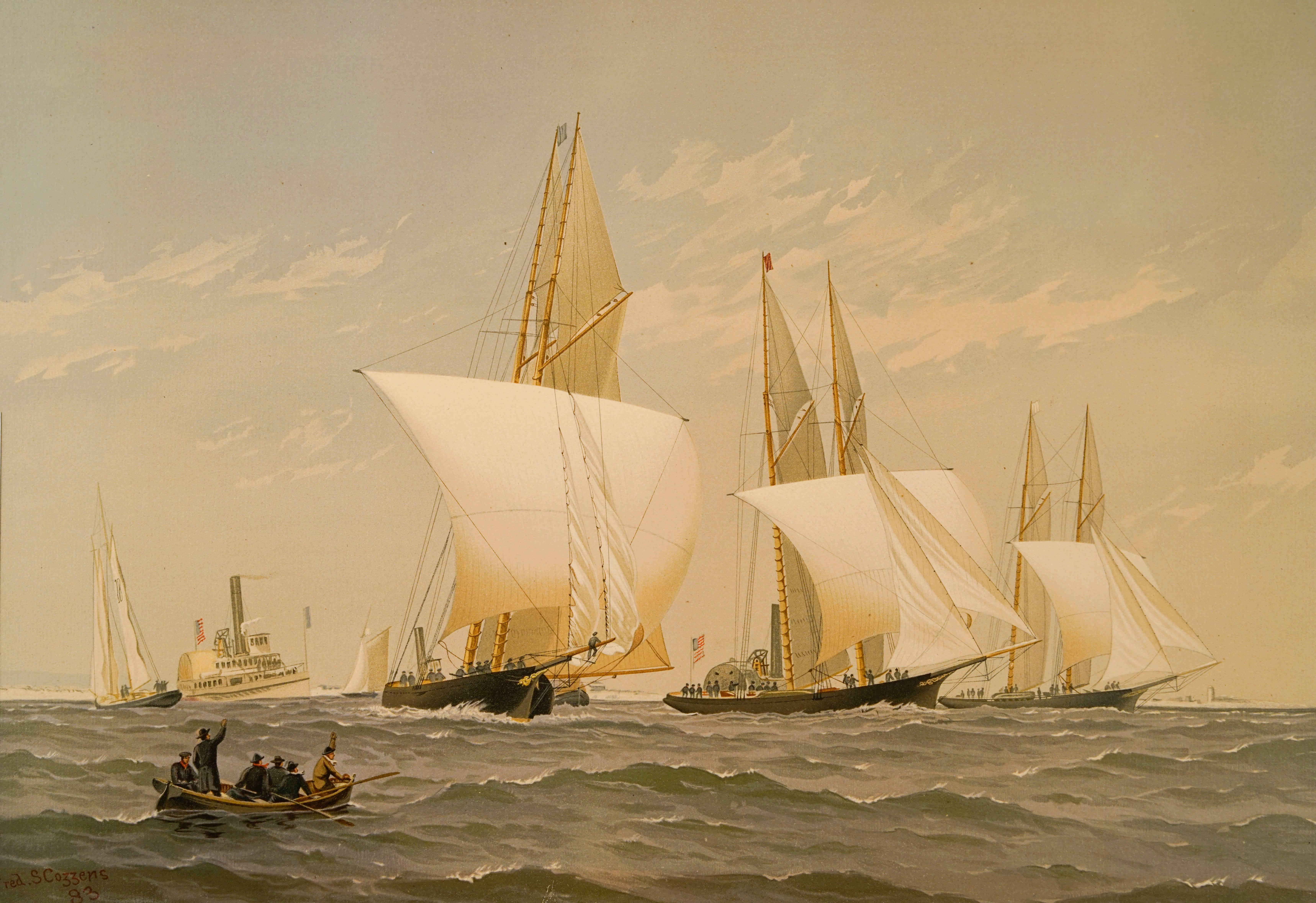 An Old Rendezvous - New London, Jessie, Julia, Valkyr, St. Mary's - Print by Frederic Schiller Cozzens