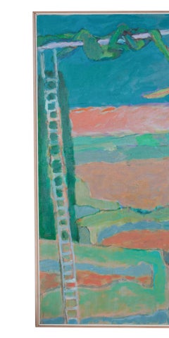 Large American NW Abstract Expressionist painting Circus "Wire Performance"